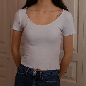 ✿ Charlotte Russe Ribbed Lettuce Sleeve Crop Top